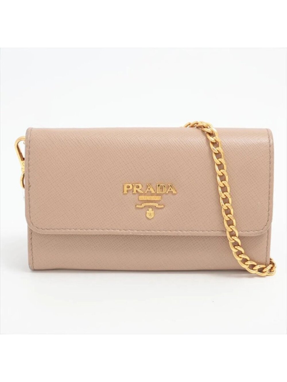Prada Saffiano Leather Coin Purse Compact Wallet Card Case